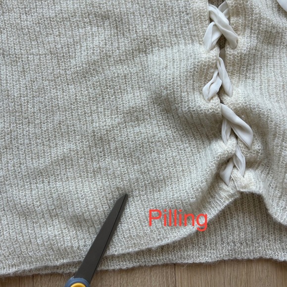 Sezane Mohair Alpaca Lace Up Sweater Cream White Back Coquette Size M Italy - Picture 10 of 13